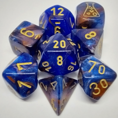 CHX30055 Lustrous Azurite/Gold 7pc Lab Dice image 0